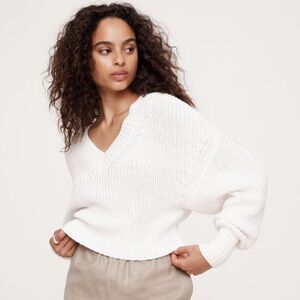 NWT BANANA REPUBLIC OVERSIZED CROPPED V-NECK COTTON SWEATER